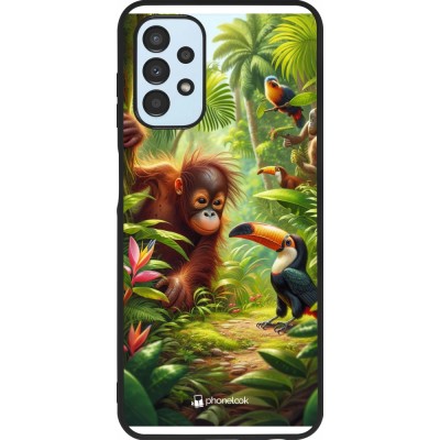 Coque Samsung Galaxy A13 5G - Silicone rigide noir Jungle Tropicale Tayrona