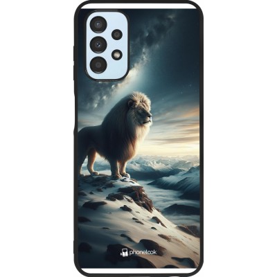 Coque Samsung Galaxy A13 5G - Silicone rigide noir Le lion blanc