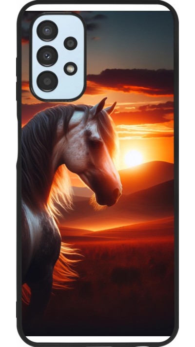 Coque Samsung Galaxy A13 5G - Silicone rigide noir Majestic Sunset Horse