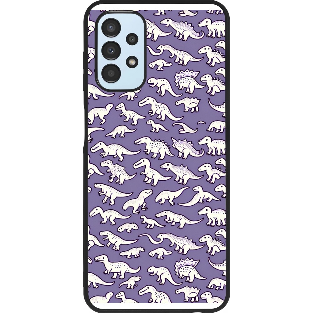 Coque Samsung Galaxy A13 5G - Silicone rigide noir Mini dino pattern violet