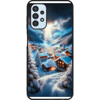 Coque Samsung Galaxy A13 5G - Silicone rigide noir Mont Neige Lumière