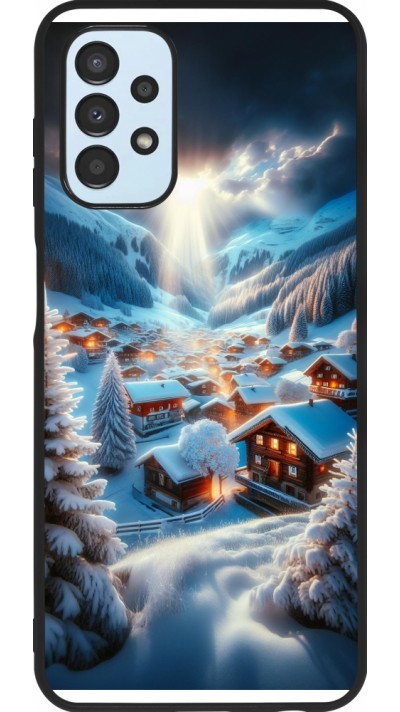 Coque Samsung Galaxy A13 5G - Silicone rigide noir Mont Neige Lumière