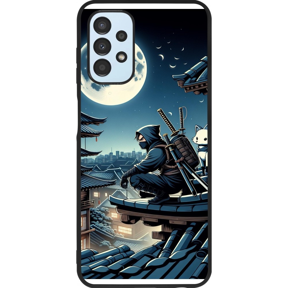 Coque Samsung Galaxy A13 5G - Silicone rigide noir Ninja sous la lune