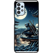 Coque Samsung Galaxy A13 5G - Silicone rigide noir Ninja sous la lune