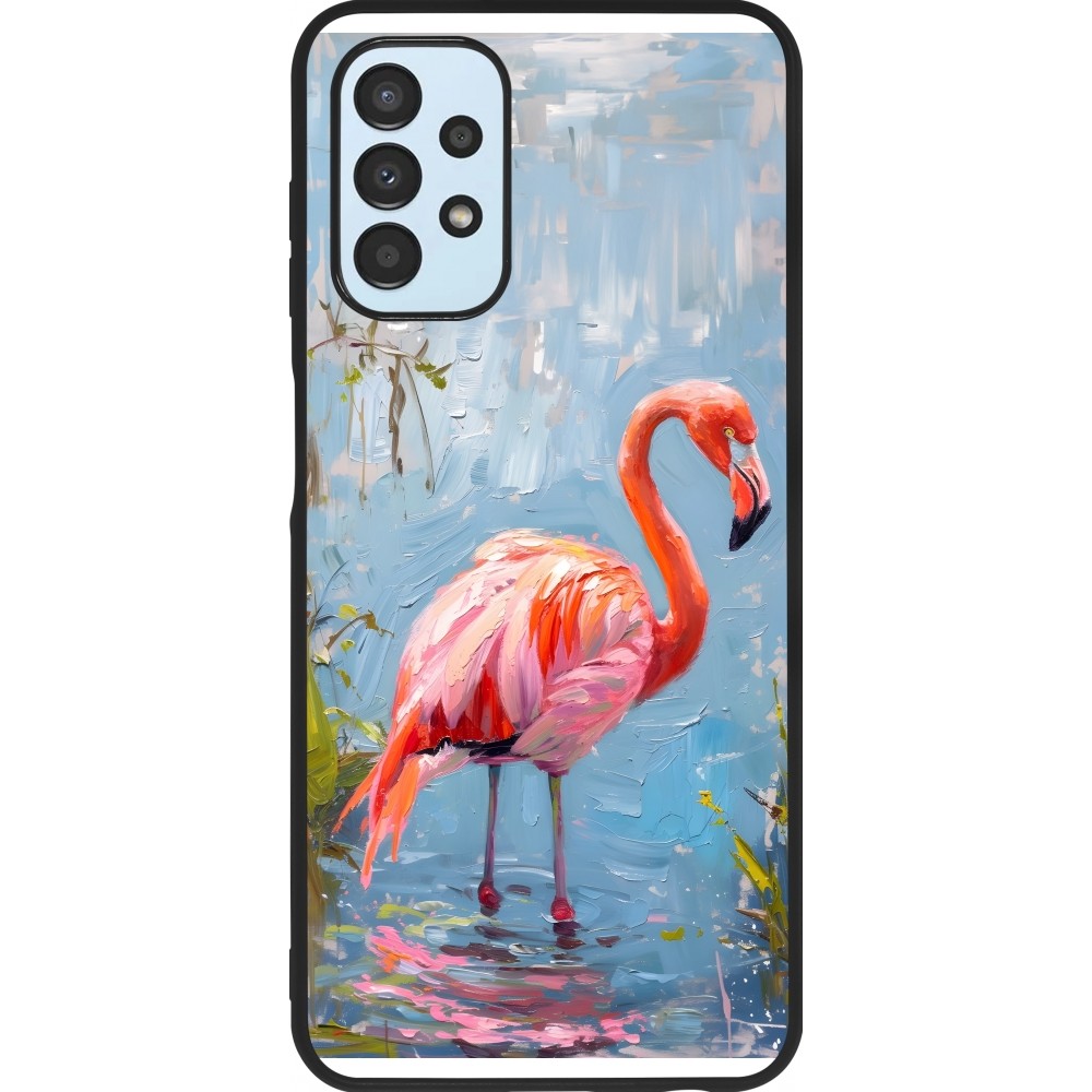 Coque Samsung Galaxy A13 5G - Silicone rigide noir Paint Flamingo