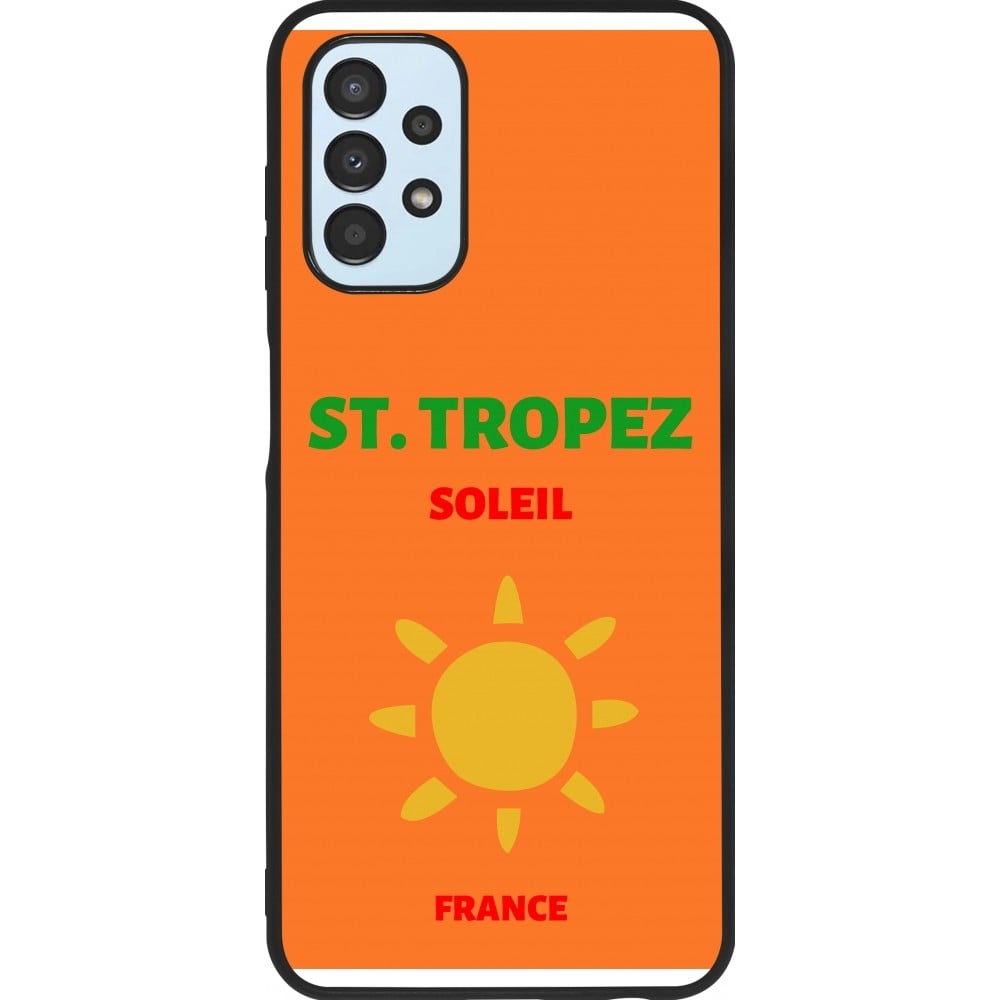 Coque Samsung Galaxy A13 5G - Silicone rigide noir Pop Summer Destination St-Tropez