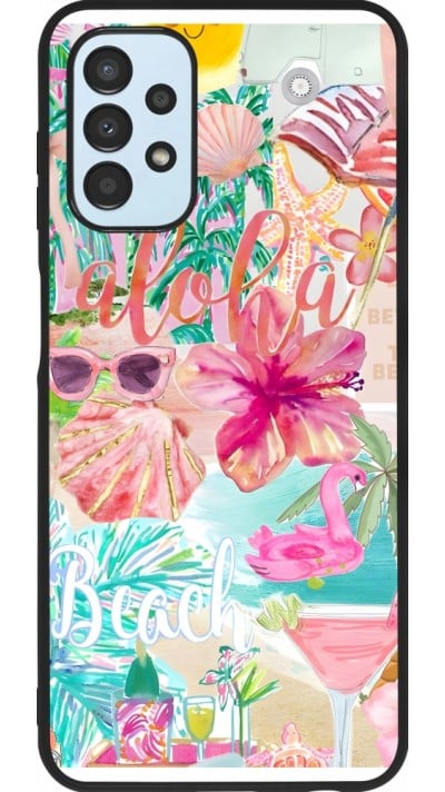 Coque Samsung Galaxy A13 5G - Silicone rigide noir Preppy Collage Aloha