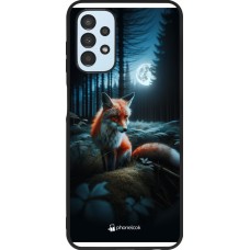 Coque Samsung Galaxy A13 5G - Silicone rigide noir Renard lune forêt