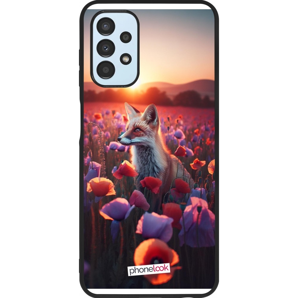 Coque Samsung Galaxy A13 5G - Silicone rigide noir Renard pourpre au crépuscule