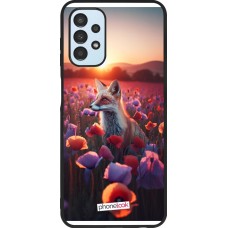 Coque Samsung Galaxy A13 5G - Silicone rigide noir Renard pourpre au crépuscule