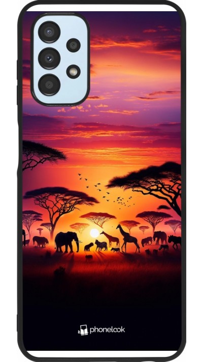 Coque Samsung Galaxy A13 5G - Silicone rigide noir Safari sunset wildlife