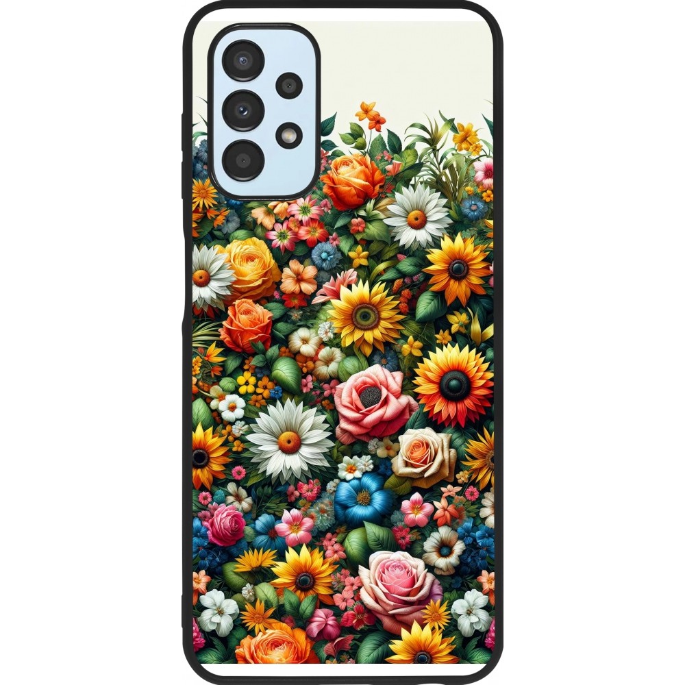 Samsung Galaxy A13 5G Case Hülle - Silikon schwarz Sommer Blumenmuster