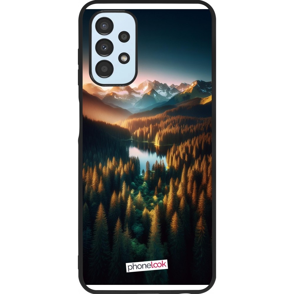 Coque Samsung Galaxy A13 5G - Silicone rigide noir Sunset Forest Lake