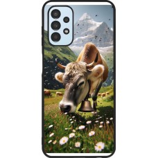 Coque Samsung Galaxy A13 5G - Silicone rigide noir Vache montagne Valais