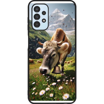 Coque Samsung Galaxy A13 5G - Silicone rigide noir Vache montagne Valais