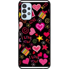 Coque Samsung Galaxy A13 5G - Silicone rigide noir Valentine 2023 love symbols