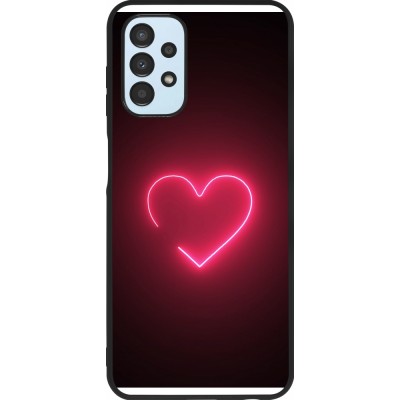 Coque Samsung Galaxy A13 5G - Silicone rigide noir Valentine 2023 single neon heart