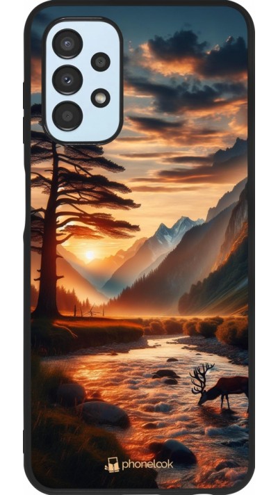 Coque Samsung Galaxy A13 5G - Silicone rigide noir Valley Sunset Deer Tree