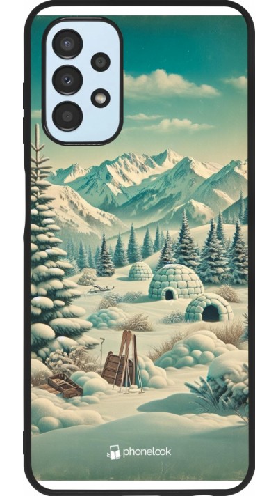 Coque Samsung Galaxy A13 5G - Silicone rigide noir Vintage Snowy Mountain Igloo