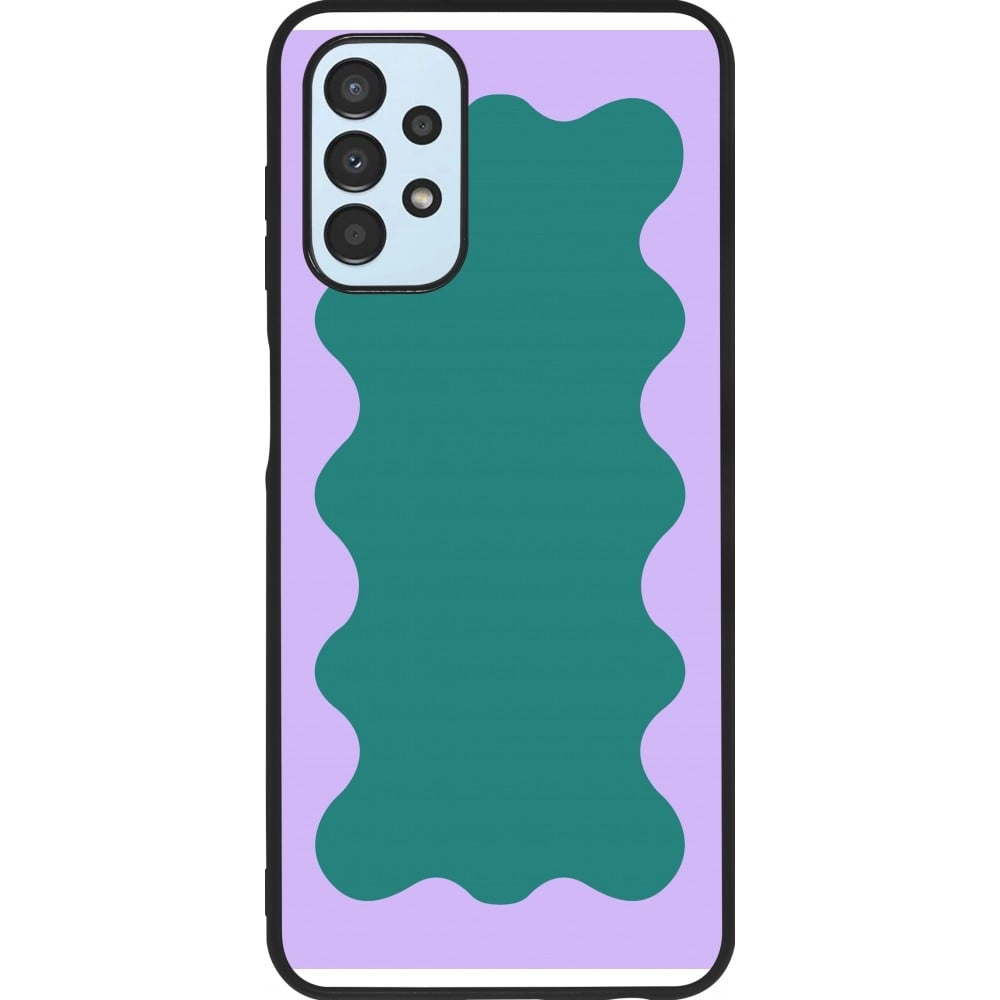 Coque Samsung Galaxy A13 5G - Silicone rigide noir Wavy Rectangle Green Purple