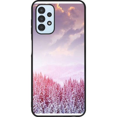 Coque Samsung Galaxy A13 5G - Silicone rigide noir Winter 22 Pink Forest