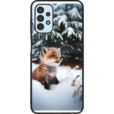 Coque Samsung Galaxy A13 5G - Silicone rigide noir Noël 2023 Renardeau sapin