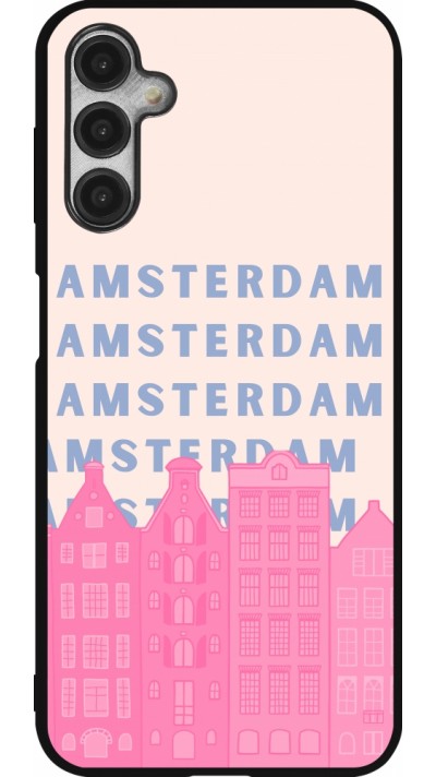 Coque Samsung Galaxy A14 5G - Silicone rigide noir Amsterdam Pink Print