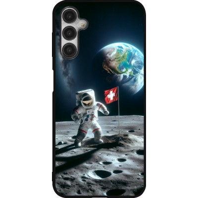 Coque Samsung Galaxy A14 5G - Silicone rigide noir Astro Suisse sur lune