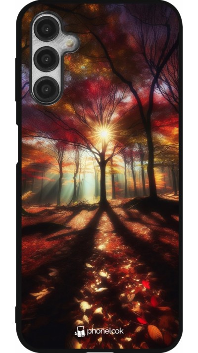 Coque Samsung Galaxy A14 5G - Silicone rigide noir Automne doré glare