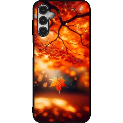 Coque Samsung Galaxy A14 5G - Silicone rigide noir Automne Magique Orange