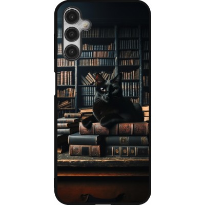 Coque Samsung Galaxy A14 5G - Silicone rigide noir Chat livres sombres