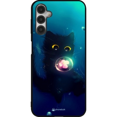 Coque Samsung Galaxy A14 5G - Silicone rigide noir Cute Cat Bubble