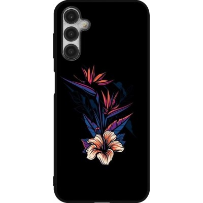 Coque Samsung Galaxy A14 5G - Silicone rigide noir Dark Flowers