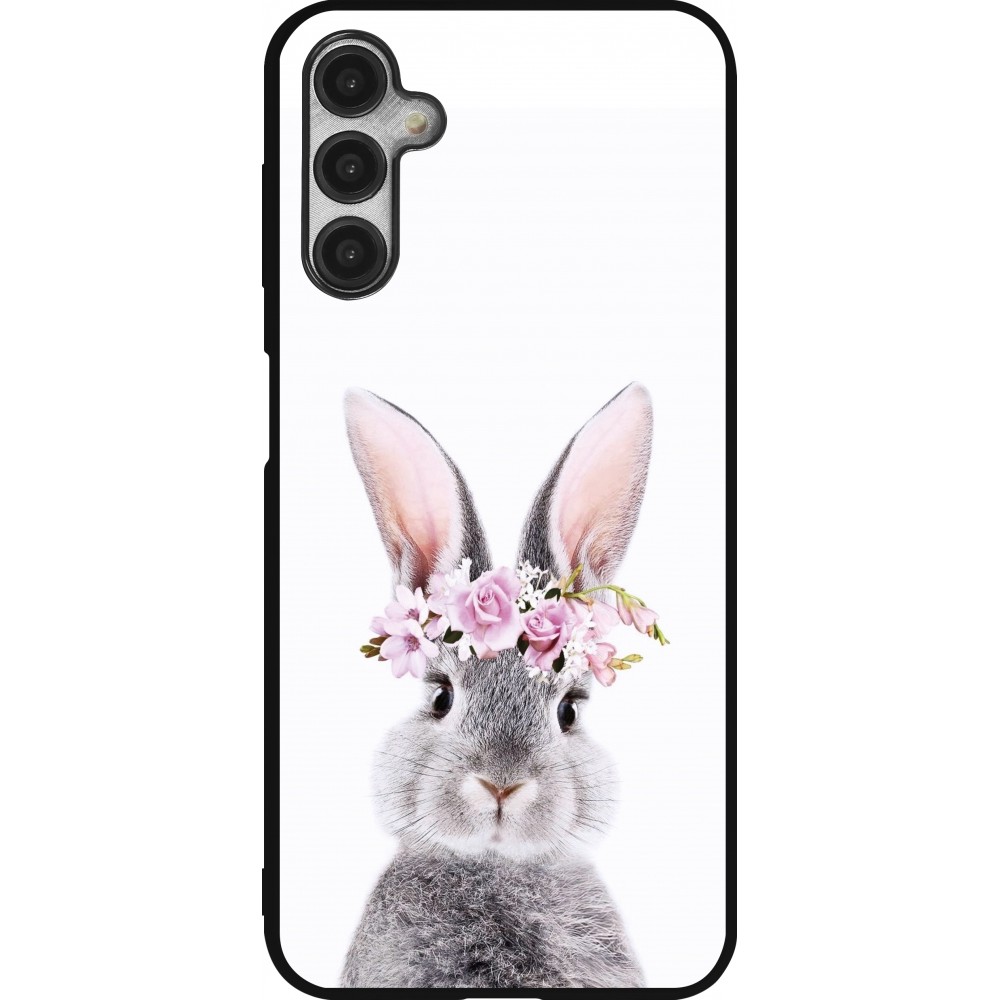 Coque Samsung Galaxy A14 5G - Silicone rigide noir Easter 2023 flower bunny