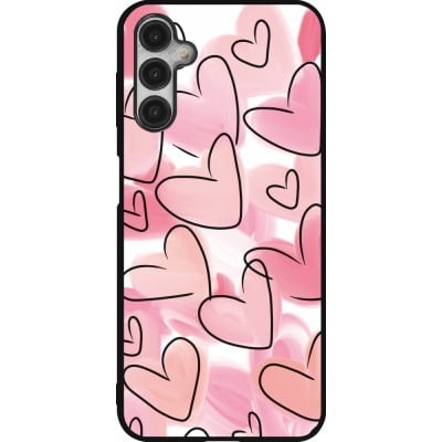 Coque Samsung Galaxy A14 5G - Silicone rigide noir Easter 2023 pink hearts