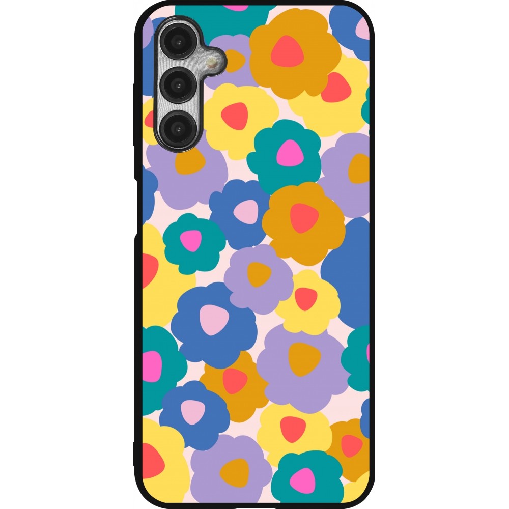 Samsung Galaxy A14 5G Case Hülle - Silikon schwarz Easter 2024 flower power