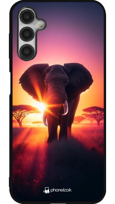 Coque Samsung Galaxy A14 5G - Silicone rigide noir Elephant Sunrise Beauty