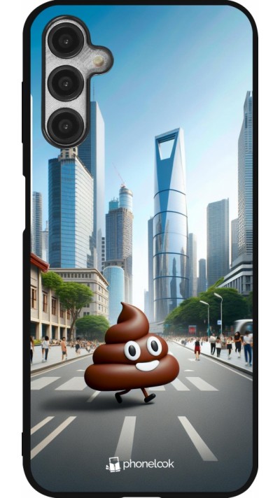 Coque Samsung Galaxy A14 5G - Silicone rigide noir Emoji Caca walk