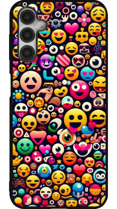 Coque Samsung Galaxy A14 5G - Silicone rigide noir Emoji Mix Color