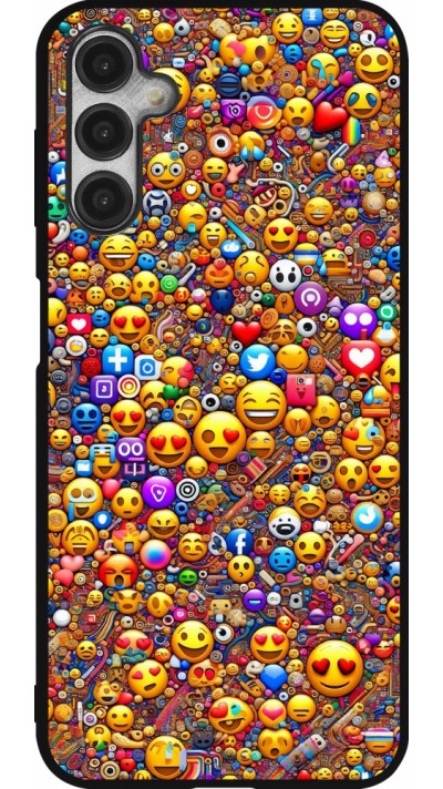 Coque Samsung Galaxy A14 5G - Silicone rigide noir Emoji mixed