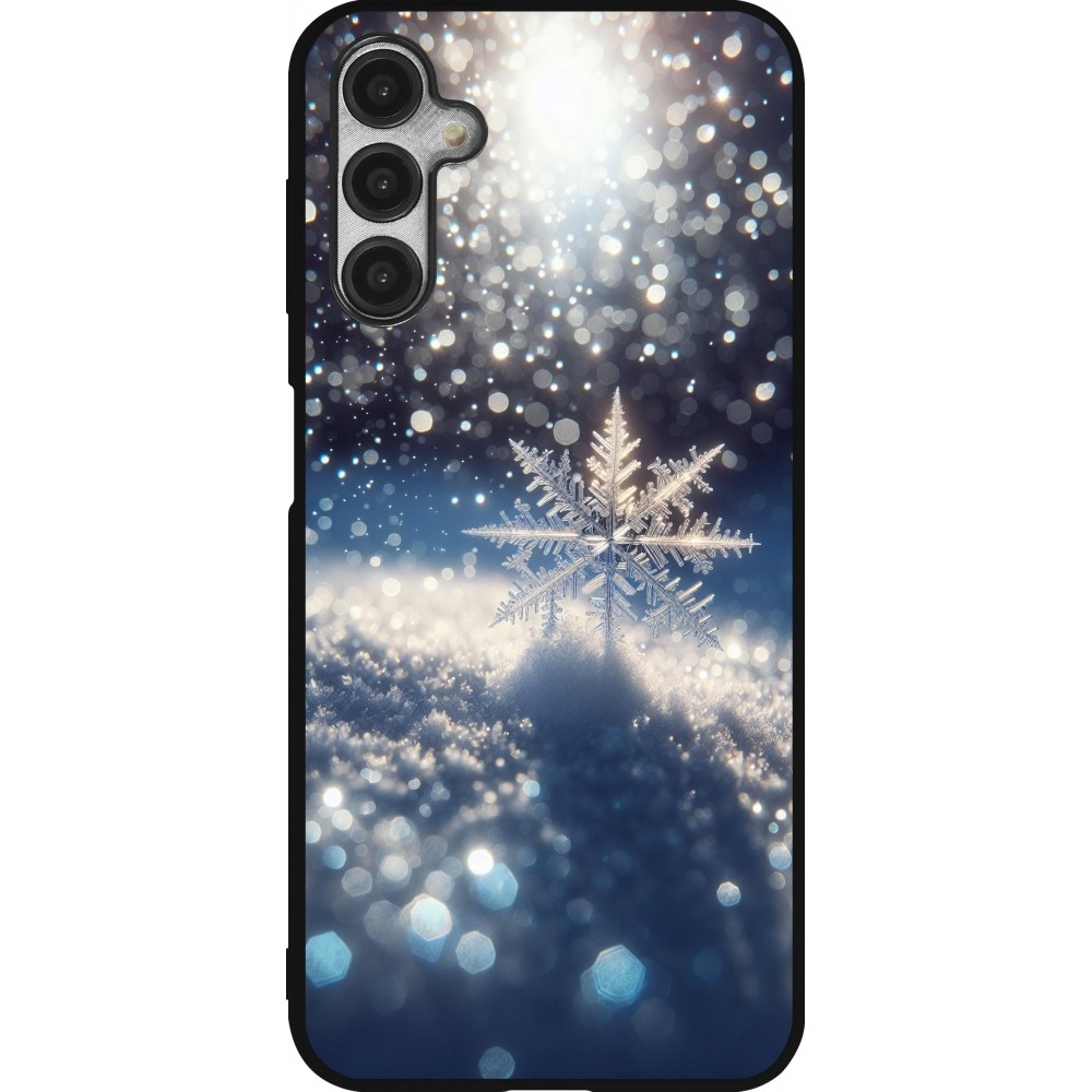 Coque Samsung Galaxy A14 5G - Silicone rigide noir Flocon Solaire Éclat