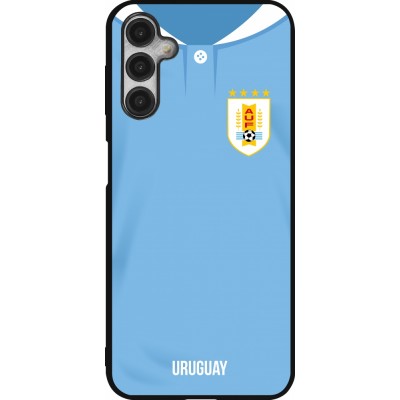 Coque Samsung Galaxy A14 5G - Silicone rigide noir Maillot de football Uruguay 2022 personnalisable