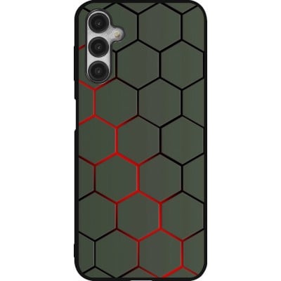 Coque Samsung Galaxy A14 5G - Silicone rigide noir Geometric Line red