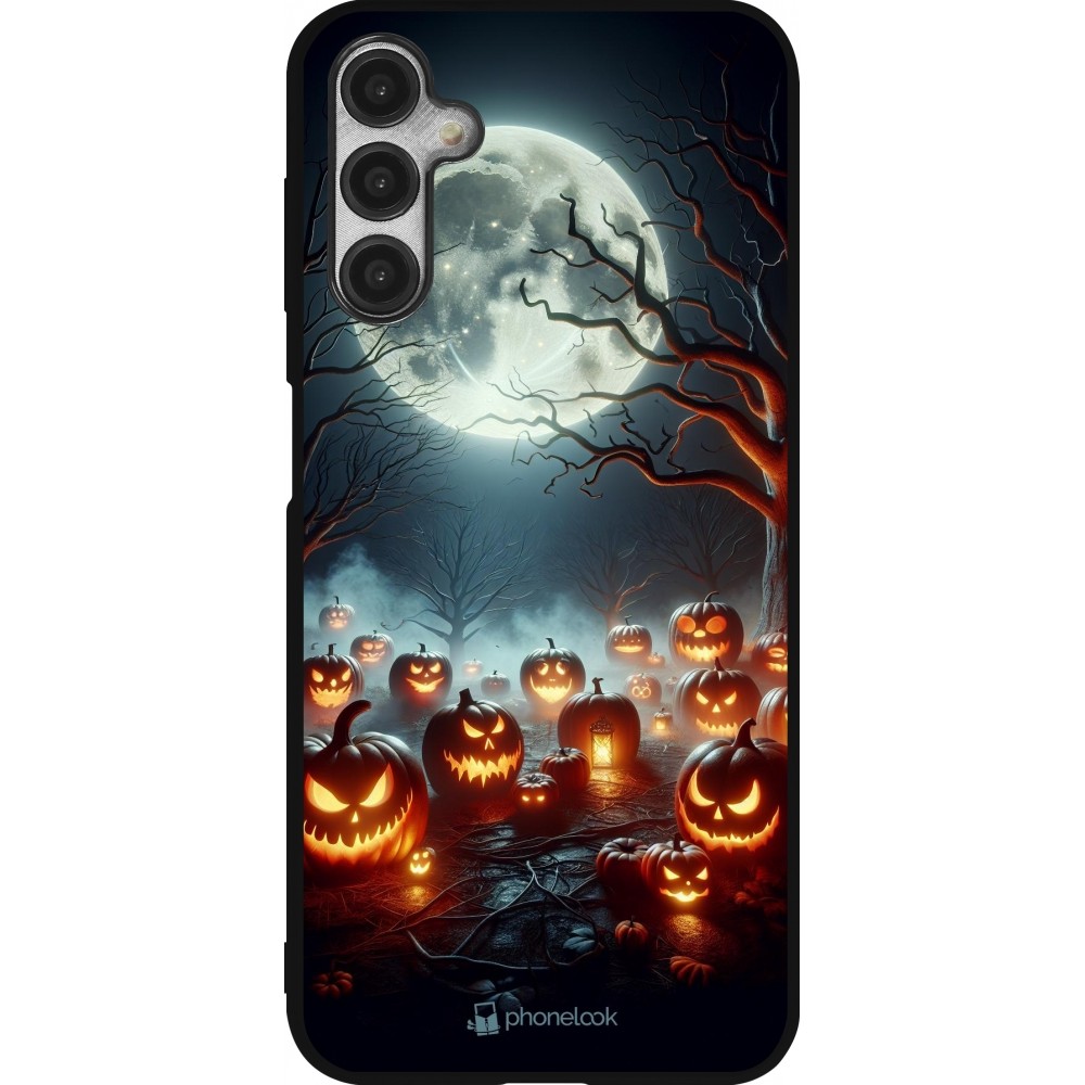 Coque Samsung Galaxy A14 5G - Silicone rigide noir Halloween 2024 Many Pumpkins