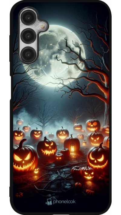 Coque Samsung Galaxy A14 5G - Silicone rigide noir Halloween 2024 Many Pumpkins