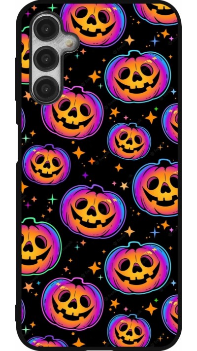 Coque Samsung Galaxy A14 5G - Silicone rigide noir Halloween 2024 rainbow pumpkins