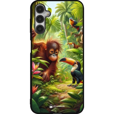 Coque Samsung Galaxy A14 5G - Silicone rigide noir Jungle Tropicale Tayrona