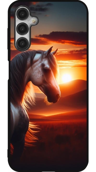 Coque Samsung Galaxy A14 5G - Silicone rigide noir Majestic Sunset Horse