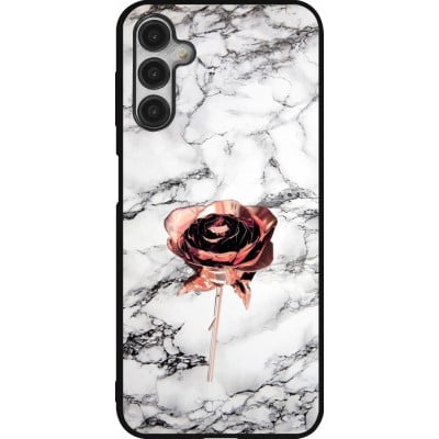 Coque Samsung Galaxy A14 5G - Silicone rigide noir Marble Rose Gold