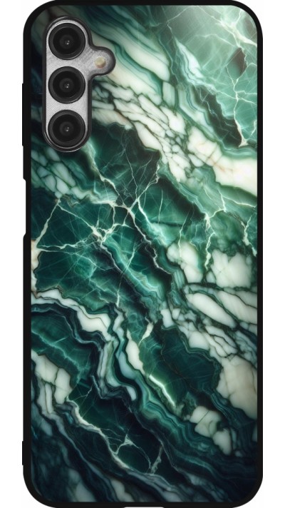 Coque Samsung Galaxy A14 5G - Silicone rigide noir Marbre vert majestueux